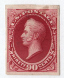 166P3 - 1873 90c Oliver H. Perry, Rose Carmine, Plate Proof on India Paper