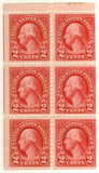 634d - 1927 2c Washington, Carmine, Booklet Pane of 6, Perf. 11x10.5