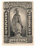 PR94 - 1894 10c Newspaper & Periodical Stamp, Intense Black, Soft Paper