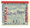 CZ2 - 1904 5c Map of Panama, Blue, Canal Zone Handstamped Violet to Violet Blue Horizontal Overprint