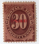 J20S - 1884 30c Postage Due Stamp Specimen