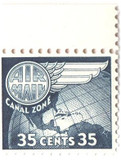 CZC31 - 1958 35c Canal Zone Airmail, Globe & Wing, Dark Blue