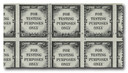TDB14a - 1960s-72 Black, Test Stamps, FTPO Pane without Perforated Stapling Tab, Booklet Pane of 6