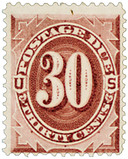 J27 - 1891 30c Postage Due Stamp - bright claret
