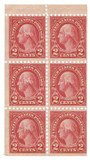 583a - 1926 2c Washington, Carmine, Booklet Pane of 6, Perf. 10