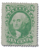 35 - 1859 10c Washington, Green, Type V, Perf. 15.5