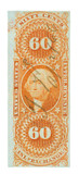 R64a - 1862-71 60c U.S. Internal Revenue Stamp, Inland Exchange, Orange, Imperf.