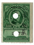 RD114 - 1941 $100 Stock Transfer Stamp, Bright Green, No Gum