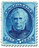 179 - 1875 5c Zachary Taylor, Blue, Hard Paper, Perf. 12