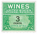 RE113 - 1942 3c Cordials, Wines, Etc. Stamp, Green & Black, Rouletted 7