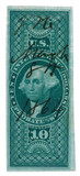 R96a - 1862-71 $10 U.S. Internal Revenue Stamp, Probate of Will, Green, Imperf.