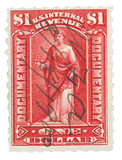 R182 - 1900 $1 Documentary, Carmine, Hyphen Hole 7