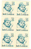 2197a - 1988 25c Great Americans Series: Jack London, Booklet Pane of 6 Stamps