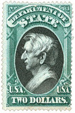 O68 - 1873 $2 Green and Black, Department of State, Seward, Hard Paper