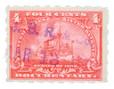 R166p - 1898 4c Battleship, Documentary Revenue Stamp, Pale Rose, Hyphen Hole 7