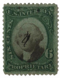 RB6a - 1871 6c Proprietary Revenue Stamp, Green  & Black, Violet Paper
