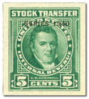 RD71a - 1940 5c Stock Transfer Stamp, Bright Green, Imperf.