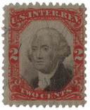 R135b - 1871-72 2c U.S. Internal Revenue Stamp, Orange & Black