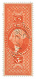 R89 - 1862-71 $5 U.S. Internal Revenue Stamp, Conveyance, Red, Perf. 12