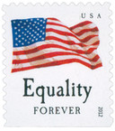 4647 - 2012 First-Class Forever Stamp - Flag and "Equality" with Dark Dots in Star (Sennett Security Products)