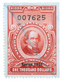 R585 - 1951 $1000 U.S. Internal Revenue Stamp, Carmine, No Gum