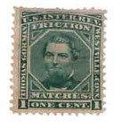 RO99c - 1877-78 1c Thomas Gorman Friction Matches, Green, Pink Paper