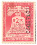RV9 - 1942 $3.75 Motor Vehicle Use Tax, rose red (gum & control no. on face, inscriptions on back)