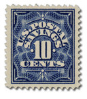 PS4 - 1911 10c Postal Savings, Deep Blue, Single Line Watermark