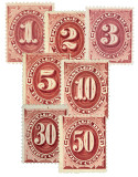 J22-28 - 1891 Postage Due, Bright Claret, Set of 7 Stamps