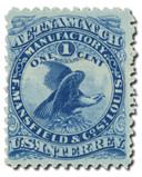 RO130d offer - 1878-83 1c F. Mansfield & Co., Blue, Double Line Watermark USIR