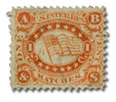 RO23b - 1871-77 1c A. Beecher & Son Matches, Orange, Silk Paper