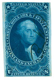 R87a - 1862-71 $3.50 U.S. Internal Revenue Stamp, Inland Exchange, Blue, Imperf.