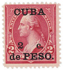 CU222 - 1899 2c on 2c Washington, Reddish Carmine, Type III, Cuba Overprint