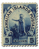 H82 - 1899 5c Statue of King Kamehameha I, Blue, Hawaii