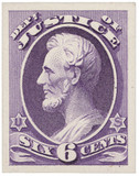 O28P4 - 1873 6c purple, plate on card