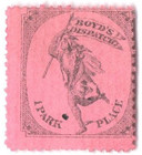 20L53 - 1881 1c Boyd's Dispatch, Black on Pink Laid Paper, Type II