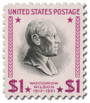 832c - 1954 $1 Woodrow Wilson, Red Violet & Black