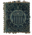 RO136b - 1871-77 1c New York Match Co., Blue, Silk Paper