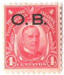 PHO6 - 1931 4c Philippine Islands Official Stamp, William McKinley, Carmine, Unwatermarked, Perf. 11, Black Overprint