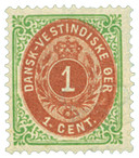 DWI5 - 1874 1c Green & Brown Red, Danish West Indies