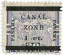 CZ16a - 1906 1c on 20c Map of Panama, Violet, Canal Zone Overprint Type b
