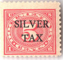 RG5 - 1934 5c Silver Tax, Carmine Rose, Perf. 11