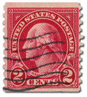 599A - 1929 2c Washington, Carmine, Type II, Perf. 10 Vertically