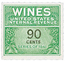 RE144 - 1942 90c Cordials, Wines, Etc. Stamp, Green & Black, Rouletted 7