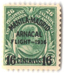 PHC56a - 1936 16c on 26c Philippine Islands Airmail, Francisco Carriedo, Green, Manila-Madrid Arnacal Fight Overprint in Black