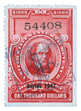 R485 - 1947 $1000 U.S. Internal Revenue Stamp, Carmine, No Gum