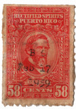 PTRE45 - 1942-57 58c Puerto Rico Rectified Spirits, George Sewall Boutwell, Red Orange, Without Gum