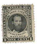 RO105e - 1871-77 1c Griggs & Scott Percussion Matches, Black, Experimental Silk Paper