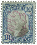 R109 - 1871 10c U.S. Internal Revenue Stamp, Blue & Black