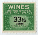 RE188 - 1951-54 33 1/2c Cordials, Wines, Etc. Stamp, Green & Black, Rouletted 7, Denomination Spelled Out in One Line